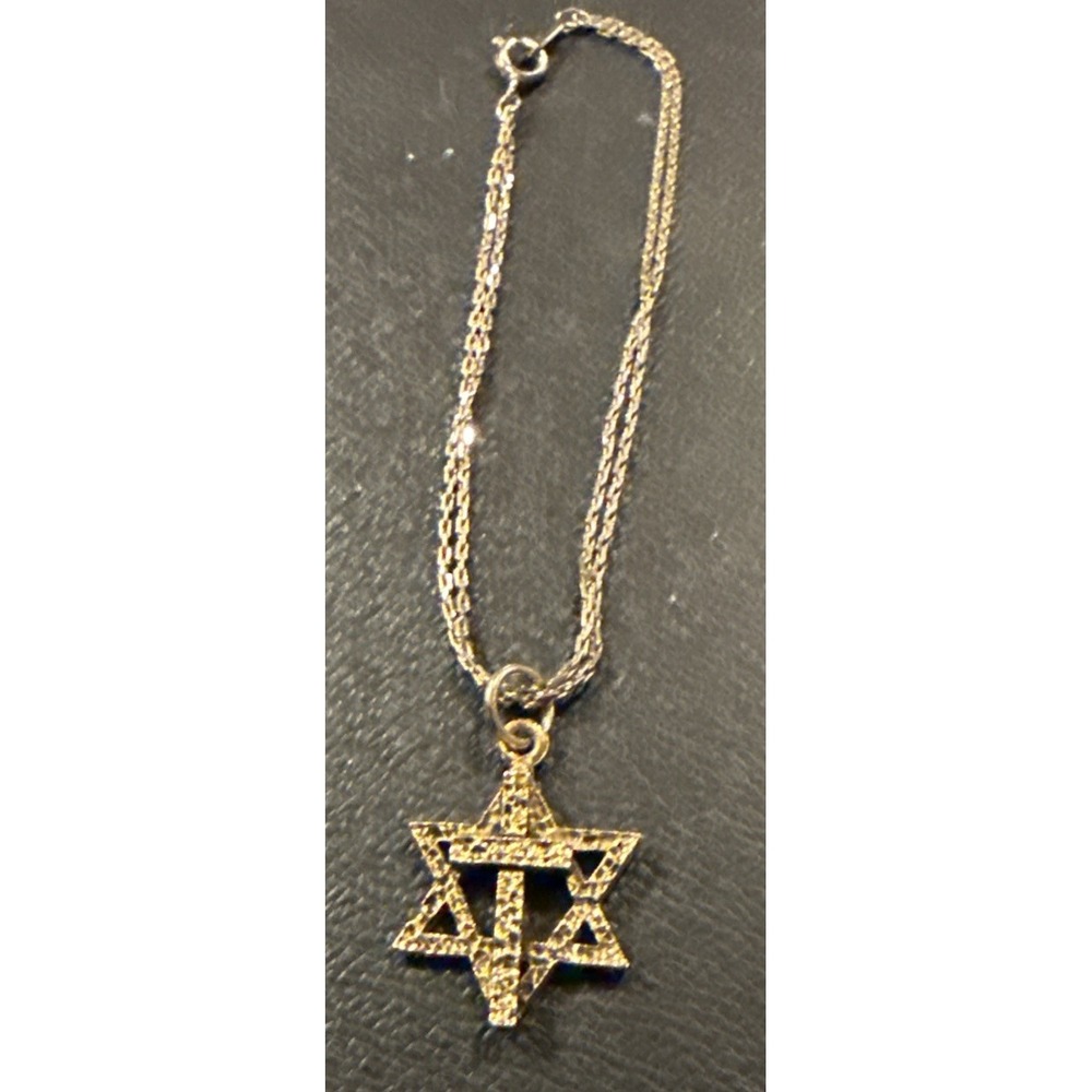 Gold‎ Plated Star Of David With Cross Pendant 1 Inch